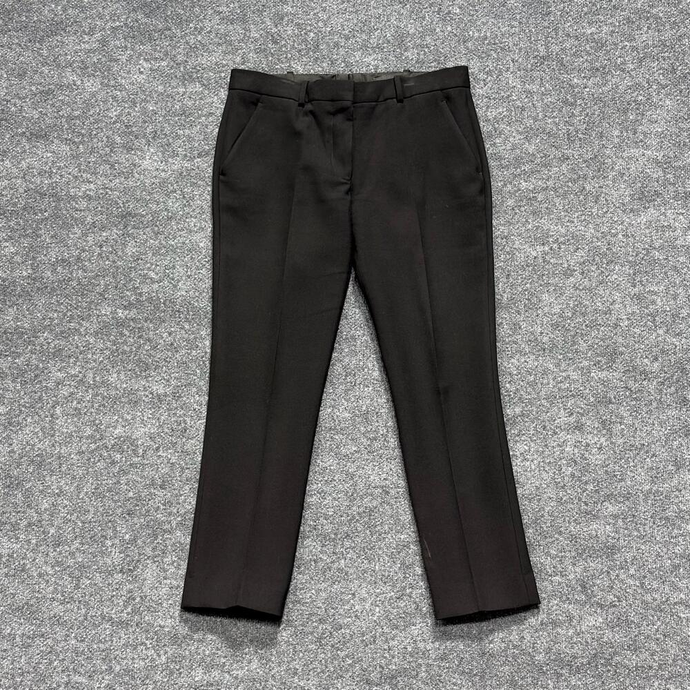 The Row Pants Womens 10 Black Slim Twill Dress Trousers Ankle Office Work USA